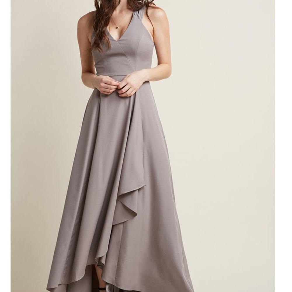 ModCloth Ambiance of Elegance Grey Maxi Size M